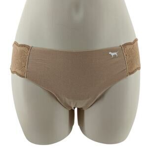 Victoria's Secret Pink Neutral Beige Lace Hip Laser Cut Thong Panty Small